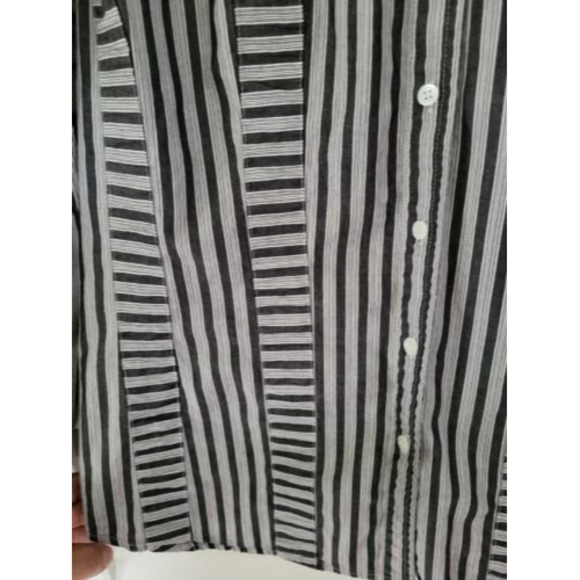 Liz Claiborne Size 10 Button Up Blouse Striped Long Sleeve Shirt Blouse Patched - Picture 5 of 8